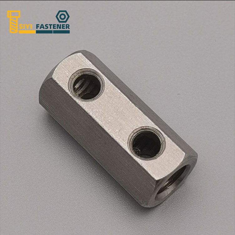 Hindi kinakalawang na asero Hex Coupling Nut na may butas